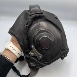 Original Aviator Pilot Leather Winter Soviet USSR Helmet, Air Force Mig 1986