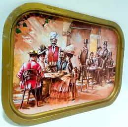 Hand Painting Vintage Iron Serving Tray Printing Dish Plate Bowl Platter luxury
