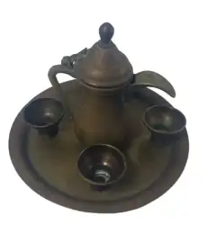 Tea Set Copper Vintage And Sugar Pot Coffee Antique Tray Brass Creamer Teapot Cu