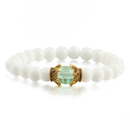 White Porcelain Beaded Bracelet Vintage Metal Women Fashion Everyday Luxurious