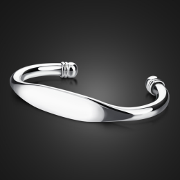 Fashionable Simple Glossy Bracelet 925 Silver Plated Men  Women Couple Bracelet