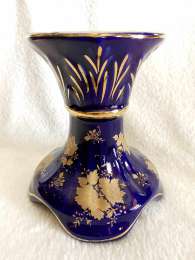 Vintage Vase Decor Porcelain Gilding Blue Handmade Marked Painted Figure Beautif
