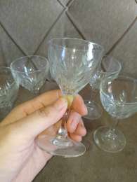Collectibles Rare Vintage USSR 1970s Set Crystal Short Glass 6 Cups Wine Soviet