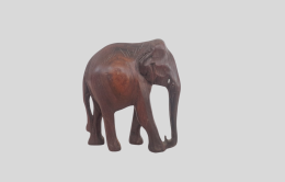 Vintage Small Elephant Figurine Wood Handmade Decor Carved Safari Souvenir Gift
