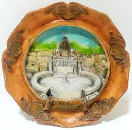Vintage Roma Rome Resin Carved 3D Wall Plate Brown Great Christmas Gift 24 cm