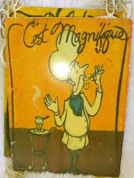 Vintage Handmade Plaque Iron Enamel Art Decor Wall Hanging Kitchen Rare Collecto