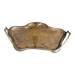 Large Oval Antique Brass Serving Tray with Hand-Engraved Floral etched india