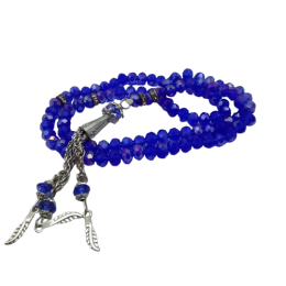 Handmade Islamic Tasbih with 99 Blue Glass Beads  High Quality and Elegant