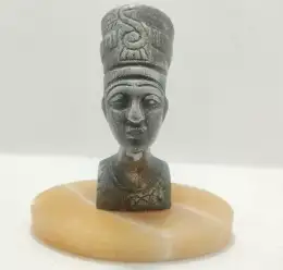 Nefertiti Figurine Egyptian Statue Ancient Sculpture Bronze Head On Marble