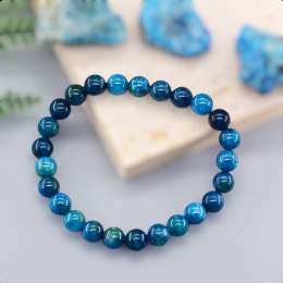 Genuine Reiki Bracelets Blue Apatite Beads Natural Stone Jewelry for Men Women