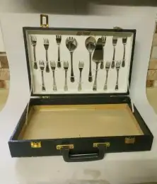 Forks Stainless Flatware Spoon SET OF 15 Portugal Silver Sweets and Bag Vintage