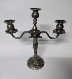 Large Vintage Silver Plated Candlestick Arm 3 candle Holder Decor Wonderful Nice