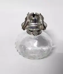 Old Vintage Clear Glass Coal Oil Kerosene Lamp Hurricane Eagle Wick Very Nice