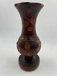 Vintage Hand Carved Wooden Vase Wood Art Home Bar Decoration Collectible Cute