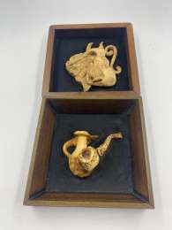 Panel ART Sculpture Resin Vintage Wood Frame Wall Hanging Old Beautiful Lot of 2