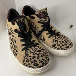 SKECHERS Memory Foam TAN/BLACK Cheetah Print Sneakers US SIZE 9 Glitter Sole