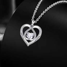 Necklace Jewelry Silver 925 Sterling Shaped Heart Pendant Zirconia Jewelry Women