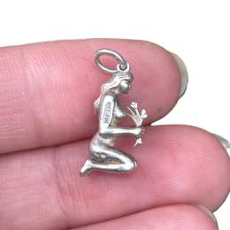 Vintage 1957 Sterling Silver Kneeling Woman Goddess Virgo Pendant/Charm