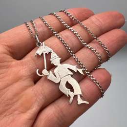 Old Vintage Sterling Silver 925 Men's Women's Necklace Chain Pendant Marked 5 gr