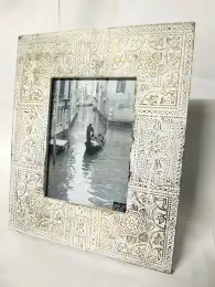Copper Frame Photo On Wood Holds Vintage Metal Art Ornate Old Photo Beautiful