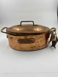 Rare Holy Land Old Vintage Cooker Copper 2 Handles Brass Hand Jerusalem W Lid