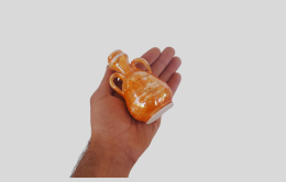 Vintage Miniature Vase Orange Painted Ceramic Decor Collectibles With Handles