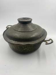 Judaica Copper Jewish Passover Vintage Antique Brass Heavy Cooking Pot with Lid