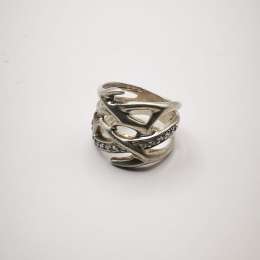 Vintage 925 Sterling Silver Women's Ring with Cubic Zirconia,Jewelry 7 g