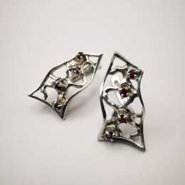 Artwork Vintage Filigree 925 Sterling Silver Earrings for Women, Ruby, Jewelry
