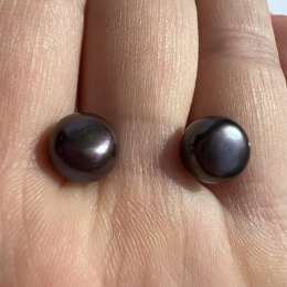 Vintage Sterling Silver 925 Women's Jewelry Stud Earrings Black Pearl Marked