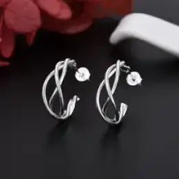 KCRLP Fine 925 Sterling Silver Stud Earrings Women Fashion Jewelry Party Gifts