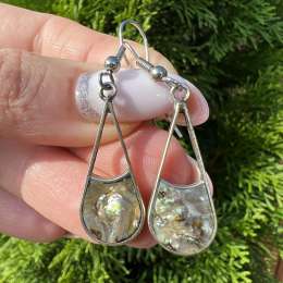 Vintage Jewelry Sterling Silver 925 Women's Stud Earrings Shell Nacre Mexico 3gr
