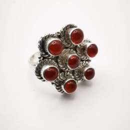 Artwork,Vintage,Unusual Women's Ring,925 Sterling Silver,Carnelian,Jewellery