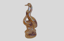 Vintage Pair Ducks Figurine Yellow Porcelain Handmade Birds Shiny Home Decor Art