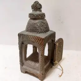 Antique Rare Coptic Christian Icon Polyptych Stone Carved Candle Holder 4 sides