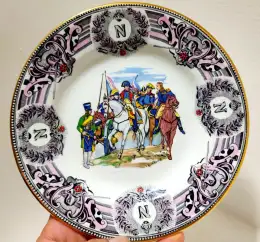 1807 Napoleon Friedland Battle Ceramic Gold Plate Made Belgium Luxury Dish 8.2in