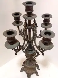 Antique Luxury Full Brass Large Five Arm Candle Holder Candlestick Decor Home