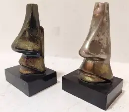 1970 Silver Plated Vintage Lot of 2 Nose And Mouth Statue Figurine Sculpture Art