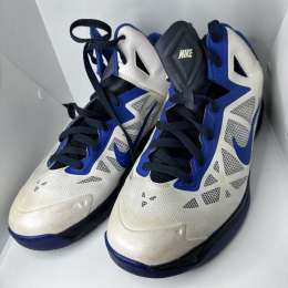 Nike MEN US 11/ Zoom Hyperchaos Basketball Used Shoes White Blue Black Mid Top
