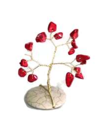 Handmade Tree Made Wire Stone Base Fruits Made Red Stones Figurine HOME DECOR