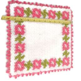 Vintage Floral Granny Square Rose Flower Crochet Knit Afghan Throw Blanket