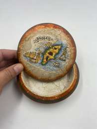 Box Jewelry Ceramic Trinket Vintage Map of Rhodes Island Ornament Porcelain