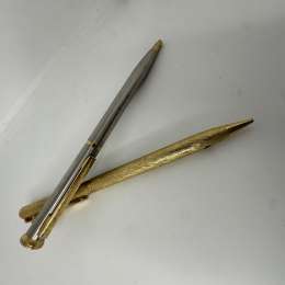 Vintage Gold Tone Set of Two Pen with Rhinestones on Clip for repair or Parts