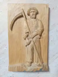 Wood Carved Icon Sculpture Painting Figure Wall Handmade 3D Bellemin Henri