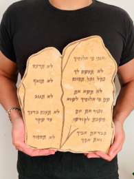 Massive Vintage Hand Carved Stone Marble 10 Commandments of God Israel Judaica