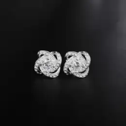 925 Sterling Silver Earrings Women Shiny Crystal Fashion Jewelry Party Gifts