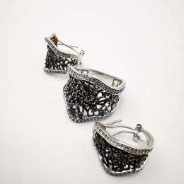 Artwork Vintage Exclusive Women's Set,Ring, Earrings,925 Sterling Silver,Garnet