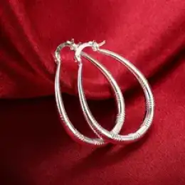High Quality 925 Sterling Silver 3cm Circle Hoop Earrings Women Jewelry Gifts