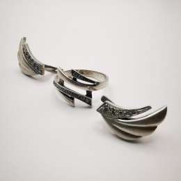 Vintage Women's Set,Ring,Earrings,925 Sterling Silver,Zirconia,Jewelry 7,7g