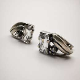 Vintage Jewelry Women's 925 Sterling Silver Earrings Cubic Zirconia 9 g